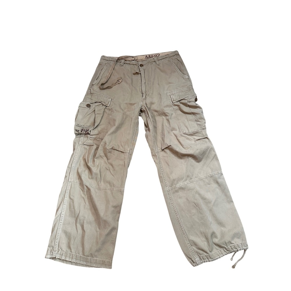 Abercrombie & Fitch Mens Cargo Pants‎ Khaki Tan Paratrooper Cotton 33x28 Vintage